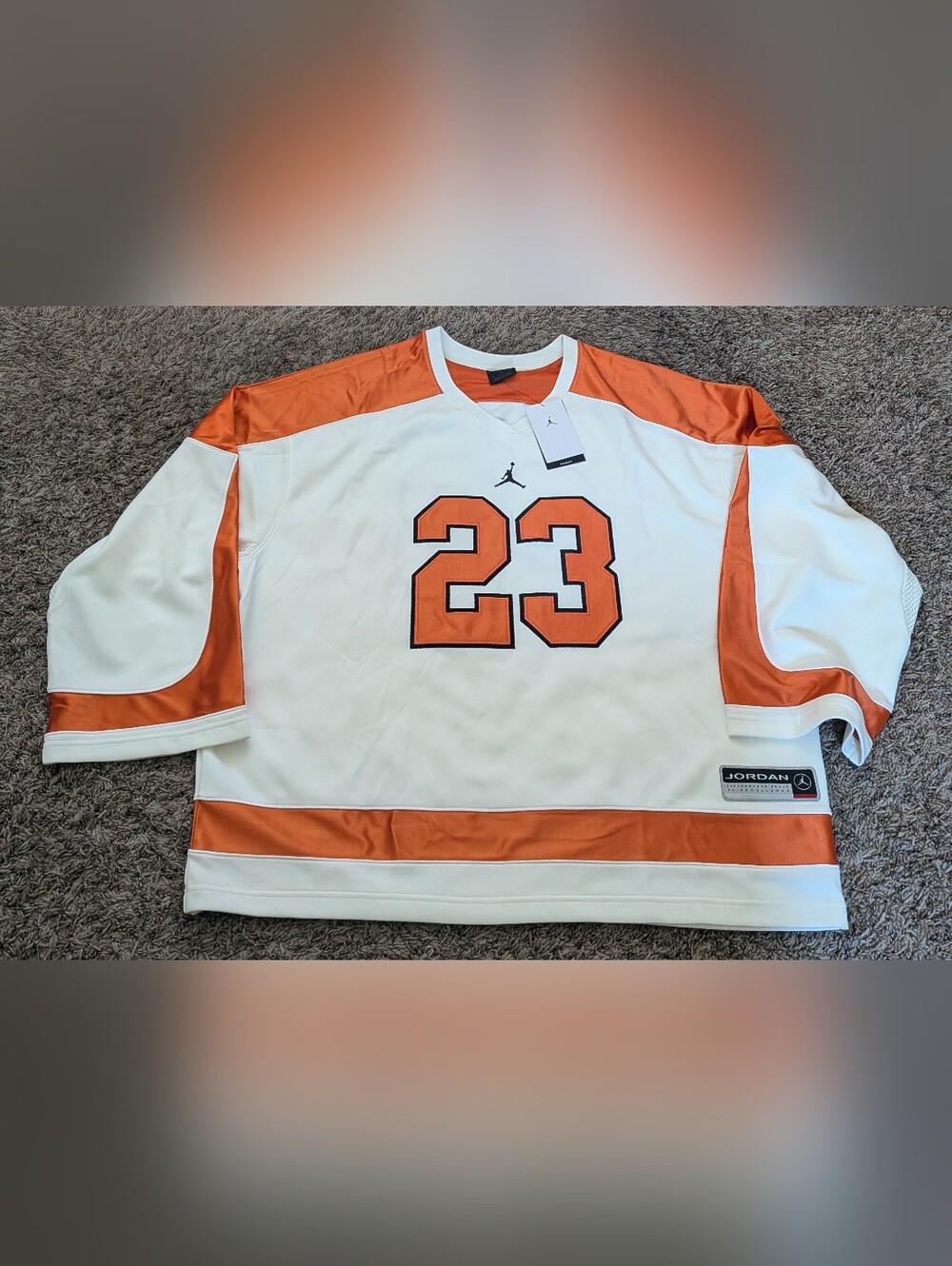 NWT Jordan 23 Sail/Orange Brooklyn Uni Hockey Oversized Jersey Men's XXL